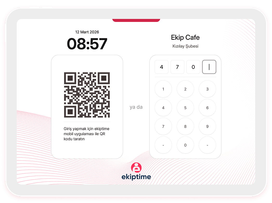 Tablet kiosk üzerinden PIN veya QR kod ile PDKS girişi